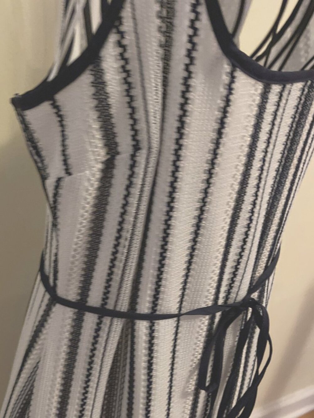 Sam Edelman Stripe Midi Dress NCWT Sleeveless Tie Waist Summer Resort Women L - Picture 3 of 7